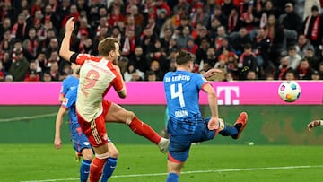 Soccer Football - Bundesliga - Bayern Munich v RB Leipzig - Allianz Arena, Munich, Germany - February 24, 2024 Bayern Munich's Harry Kane scores their second goal REUTERS/Angelika Warmuth DFL REGULATIONS PROHIBIT ANY USE OF PHOTOGRAPHS AS IMAGE SEQUENCES AND/OR QUASI-VIDEO.