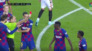 Los actores prometían y el duelo acabó en roja: el cara a cara Dembélé-Mateu