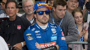 Fernando Alonso durante la clasificaci&oacute;n de la Indy 500 2019.