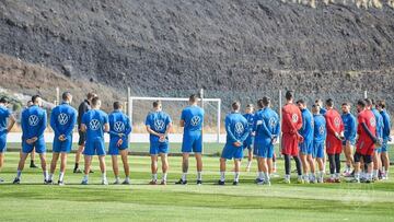 Entrenamiento del Tenerife durante la pasada temporada.