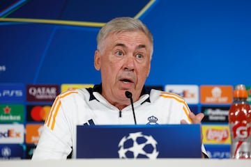 Ancelotti, hoy, en rueda de prensa.