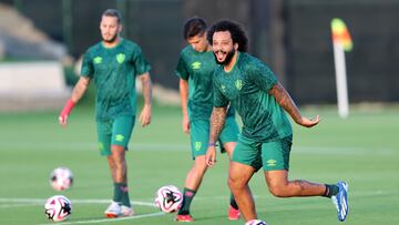 Marcelo, durante el entrenamiento previo a la final con Fluminense.