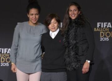 Rueda de prensa de las candidatas a mejor jugadora.
Celia Sasic, Aya Miyama y Carli Lloyd.