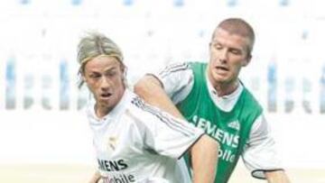 <b>REGRESO. </b>Beckham y Guti volverán a formar el doble pivote ante el Málaga.