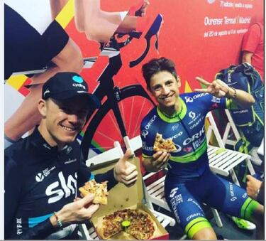 Chaves y Froome cierran el año ciclístico comiendo pizza