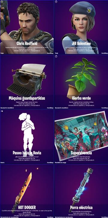 Todos los objetos de Resident Evil en Fortnite