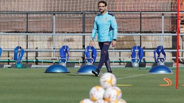 Bordalás, en la sesión de entrenamiento previa al partido contra el Sevilla.