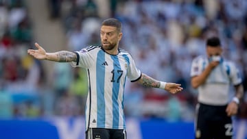 LUSAIL CITY, QATAR - NOVEMBER 22: Alejandro Papu Gomez of Argentinia gestures during the FIFA World Cup Qatar 2022 Group C match between Argentina and Saudi Arabia at Lusail Stadium on November 22, 2022 in Lusail City, Qatar. (Photo by Marvin Ibo Guengoer - GES Sportfoto/Getty Images)