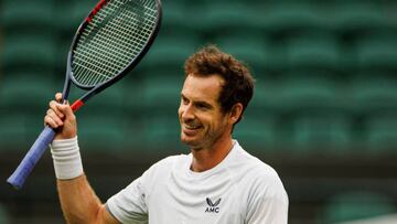 LONDON, ENGLAND - JUNE 24: Andy Murray of Great Britain and his coach Ivan Lendl during a practice session with Dan Evans of Great Britain ahead of The Championships Wimbledon 2022 at All England Lawn Tennis and Croquet Club on June 24, 2022 in London, England. (Photo by Frey/TPN/Getty Images)