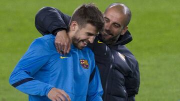 Gerard Piqué y Pep Guardiola.