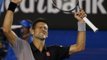 Djokovic celebra su triunfo ante Lacko en Melbourne.