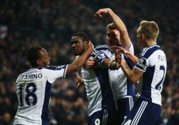 1-0. West Bromwich Albion-Swansea City. Ideye celebró el primer tanto.