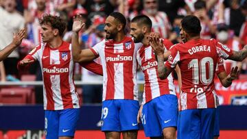 Cunha y Carrasco celebran el primer gol del Atlético contra el Espanyol.