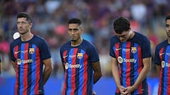 Lewandowski, Rapnhinha y Christensen, antes del Trofeo Joan Gamper ante el Pumas mexicano.