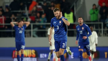 Soccer Football - International Friendly - Serbia v Saudi Arabia - TSC Arena, Backa Topola, Serbia - March 31, 2026 Serbia's Strahinja Pavlovic celebrates scoring their first goal REUTERS/Marko Djurica
