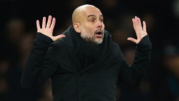 Pep Guardiola, entrenador del Manchester City, durante un partido.
