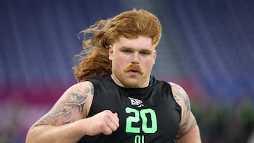 Iowa Hawkeyes offensive tackle Gennings Dunker went viral for his majestic mullet at the 2026 NFL Combine.