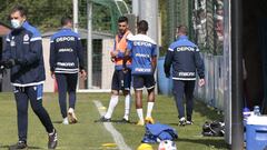 Entrenamiento Deportivo de La Coru&ntilde;a. beauveu retir&aacute;ndose con el fisio