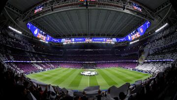 MADRID, SPAIN - MARCH 04: General view inside Stadium Santiago Bernabeu during the UEFA Champions League 2024/25 UEFA Champions League 2024/25 Round of 16 first leg match between Real Madrid C.F. and Atletico de Madrid at on March 04, 2025 in Madrid, Spain. (Photo by David S. Bustamante/Real Madrid via Getty Images)