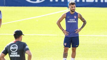 Baena, en el entrenamiento del Atlético.