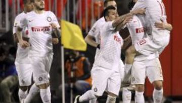 Kovacic celebra tras marcar el segundo gol de Inter de Mil&aacute;n.