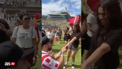 Wearing a retro Guadalajara jersey, this person knelt down and popped the question at Belgium’s huge electronic dance music festival.