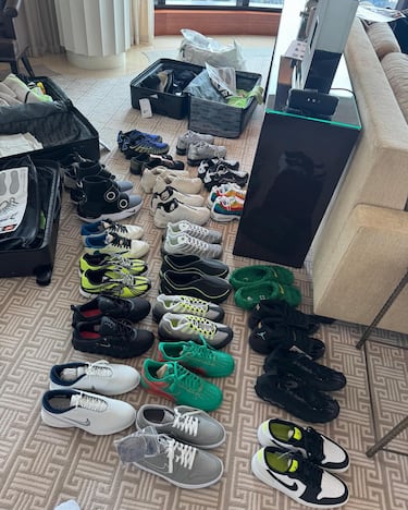 Colección de zapatillas del tenista español durante el Abierto de Australia.