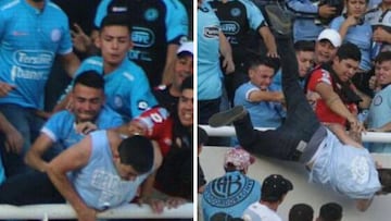 Hinchas de Belgrano dejan en coma a un fan al tirarlo al vacío