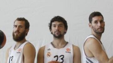 Sergio Rodr&iacute;guez, Sergio Llull y Rudy Fern&aacute;ndez, los tres internacionales espa&ntilde;oles del Madrid en el Eurobasket, se estrenan hoy en la Liga Endesa 2013-14.