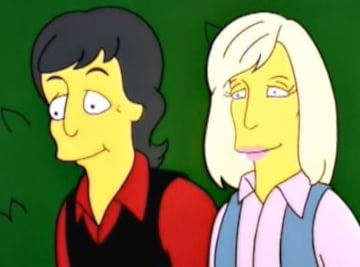 Temporada 7, capítulo 133, "Lisa the vegetarian". Lisa lucha contra todos por ser vegetariana y encuentra el consejo del cantante de los Beatles y su mujer sobre como tolerar a la gente que come carne. 