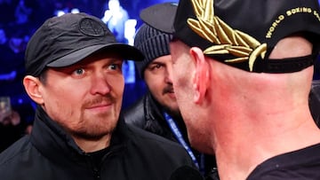 Oleksandr Usyk y Tyson Fury en su primer cara a cara.