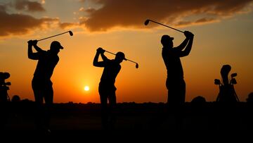 Golf players silhouettes on the range - artist's impression