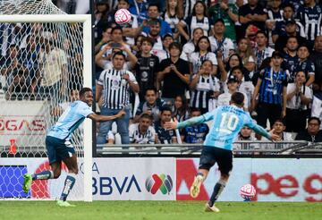 Pachuca's Aviles Hurtado (L) celebrates after scoring 