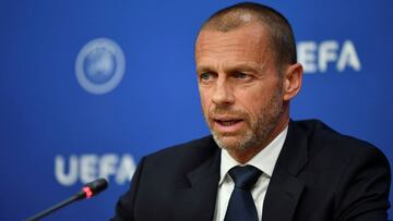 Soccer Football - UEFA Executive Committee Press Conference - Nyon, Switzerland - June 17, 2020 UEFA president Aleksander Ceferin during a press conference following the UEFA Executive Committee meeting at the UEFA headquarters  UEFA Pool/Handout via REUT