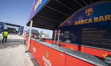 Ya están preparadas las Fan zones del Sevilla y Barça