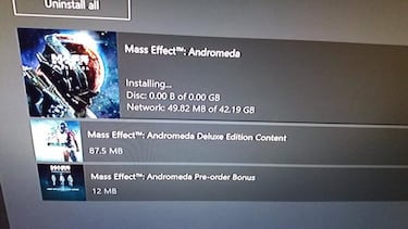 Mass Effect Andromeda: Peso de la descarga e instalación