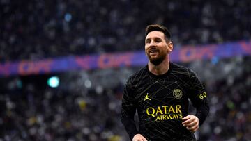 RIYADH, SAUDI ARABIA - JANUARY 19: Leo Messi of Paris Saint-Germain looks on during the friendly match between Paris Saint-Germain and Riyadh XI at King Fahd International Stadium on January 19, 2023 in Riyadh, Saudi Arabia. (Photo by Aurelien Meunier - PSG/PSG via Getty Images)