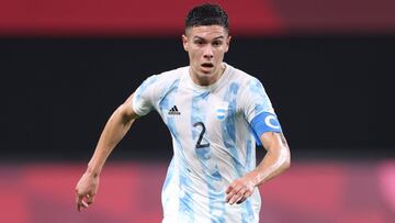 SAPPORO, JAPAN - JULY 22: Nehuen Perez #2 of Team Argentina during the Men's First Round Group C match between Argentina and Australia during the Tokyo 2020 Olympic Games at Sapporo Dome on July 22, 2021 in Sapporo, Hokkaido, Japan. (Photo by Masashi