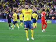 LAS VEGAS, NEVADA - JANUARY 18: Henry Martin #21 of America celebrates after scoring a goal against Inter Miami CF in the first half of their preseason friendly match at Allegiant Stadium on January 18, 2025 in Las Vegas, Nevada. Ethan Miller/Getty Images/AFP (Photo by Ethan Miller / GETTY IMAGES NORTH AMERICA / Getty Images via AFP)