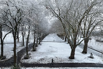 A pesar de las bajas temperaturas varias personas se ejercitan en los parques de Londres. 