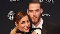 Edurne y David de Gea posando cogidos en un evento del Manchester United.