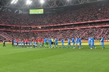 Formación de los equipos del Athletic club y Atlético de Madrid.