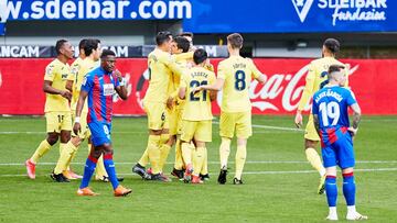 Moi Gomez of Villarreal CF celebrates his goal with his teammates during the Spanish league, La Liga Santander, football match played between SD Eibar SAD and Villarreal CF at Ipurua stadium on March 14, 2021 in Eibar, Spain.
AFP7
14/03/2021 ONLY FOR U