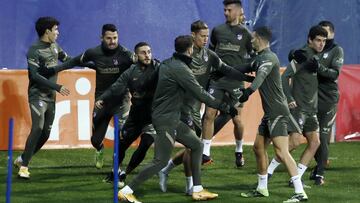 Los jugadores del Atl&eacute;tico, en un entrenamiento. 