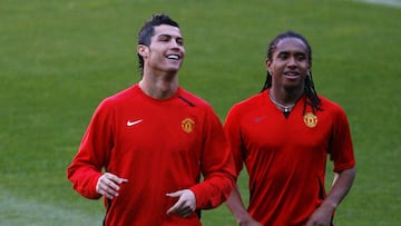 Cristiano y Anderson en un entrenamiento con el United