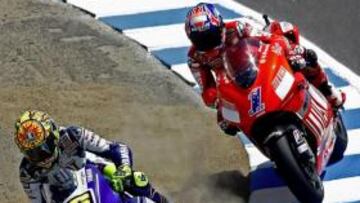 Rossi a Stoner en el Sacacorchos