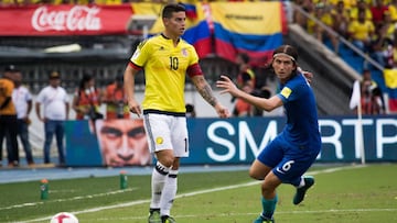 James fue clave en el empate ante Brasil.