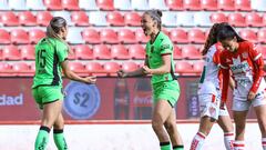  Janelly Farias celebrates her goal 0-2 of Juarez during the 12th round match between Necaxa and FC Juarez as part of the Torneo Clausura 2024 Liga MX Femenil at Victoria Stadium, on March 25, 2024 in Aguascalientes, Mexico.