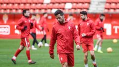 Jony, en un entrenamiento con el Sporting