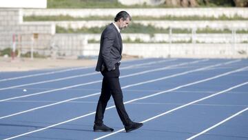 Caminero, durante un entrenamiento del M&aacute;laga.